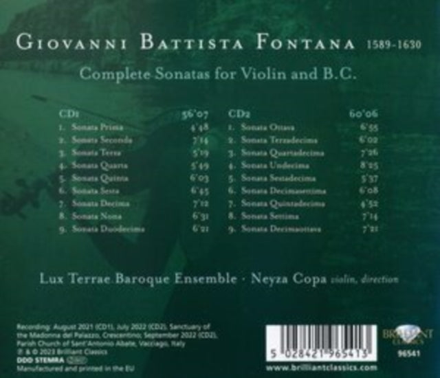 NEYZA COPA|LUX TERRA - FONTANA COMPLETE SONATAS FOR - CD