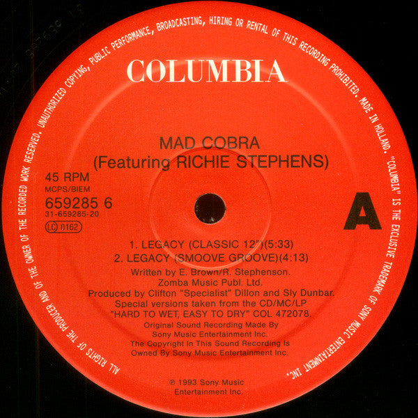 Mad Cobra - Legacy - Used Vinyl Record 12"