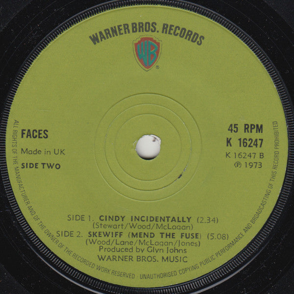 Faces - Cindy Incidentally - Used Vinyl Record 7"