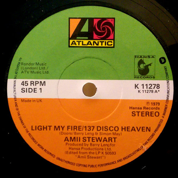 Amii Stewart - Light My Fire / 137 Disco Heaven - Used Vinyl Record 7