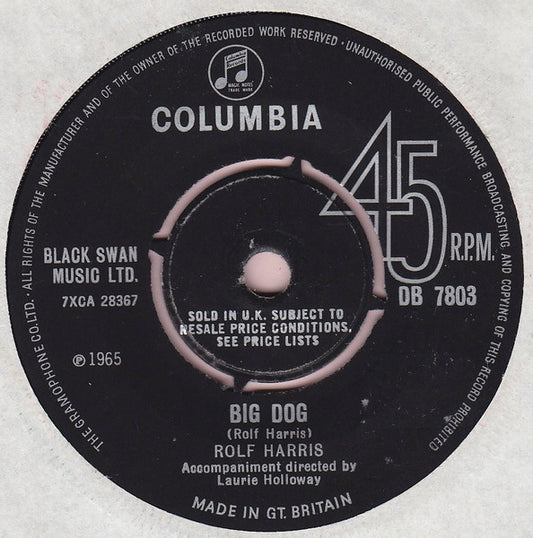 Rolf Harris - Big Dog - Used Vinyl Record 7"