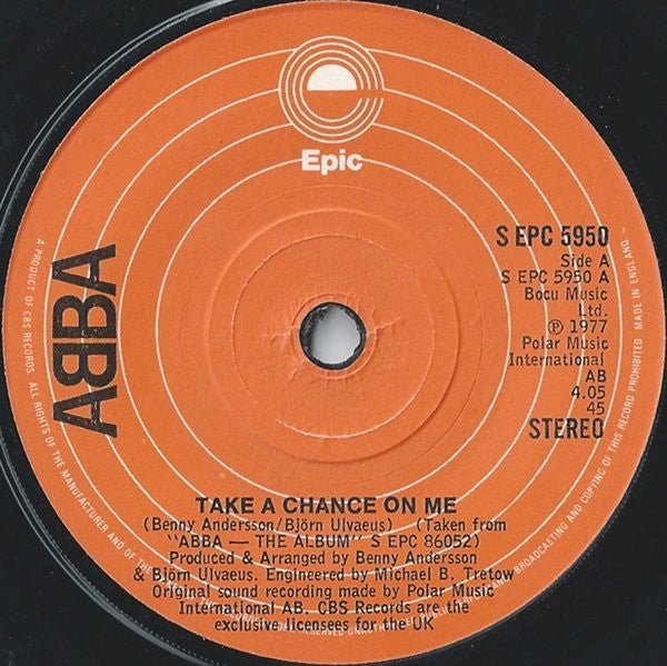 ABBA - Take A Chance On Me - Used Vinyl Record 7"