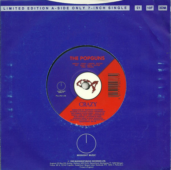 Popguns - Crazy - Used Vinyl Record 7"