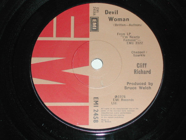 Cliff Richard - Devil Woman - Used Vinyl Record 7"