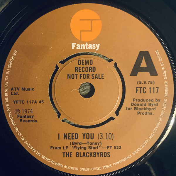 Blackbyrds - I Need You - Used Vinyl Record 7"