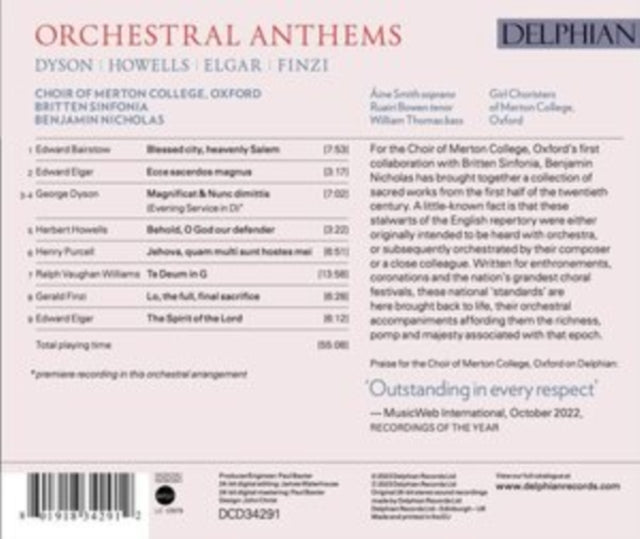 CHOIR OF MERTON COLL - ORCHESTRAL ANTHEMS ELGAR / FI - CD