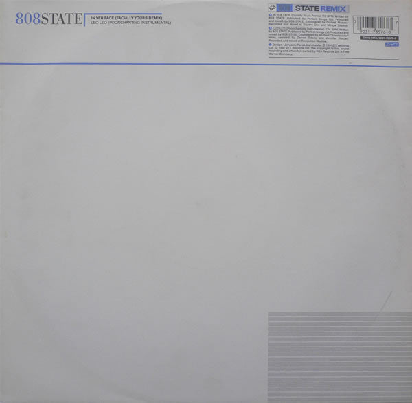 808 State - In Yer Face (Remix) - Used Vinyl Record 12"