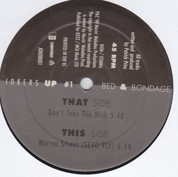 Bed & Bondage - Don't Take The Mick - Used Vinyl Record 12"