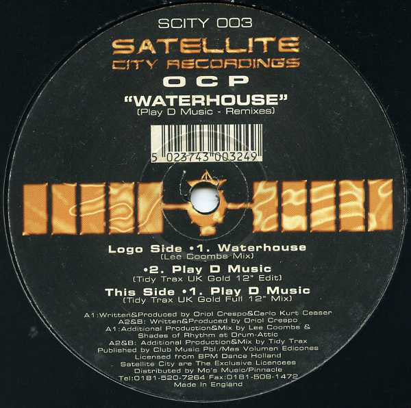O.C.P. - Waterhouse / Play D Music (Remixes) - Used Vinyl Record 12"