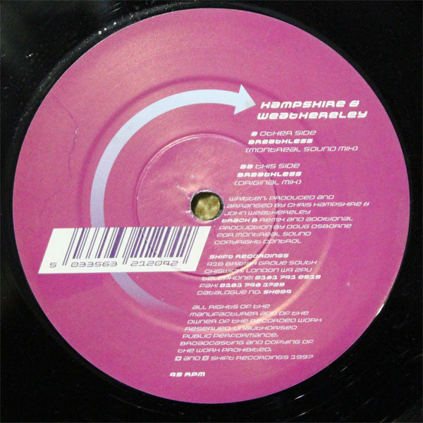 Hampshire & Weatherl - Breathless - Used Vinyl Record 12"