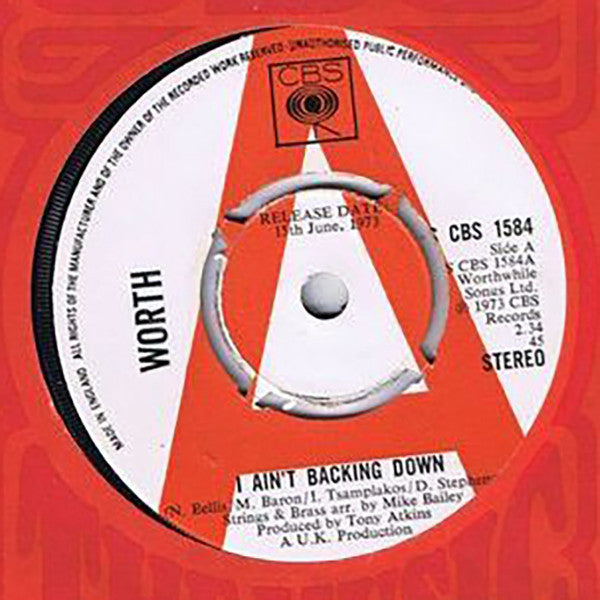 Worth - I Ain't Backing Down - Used Vinyl Record 7"