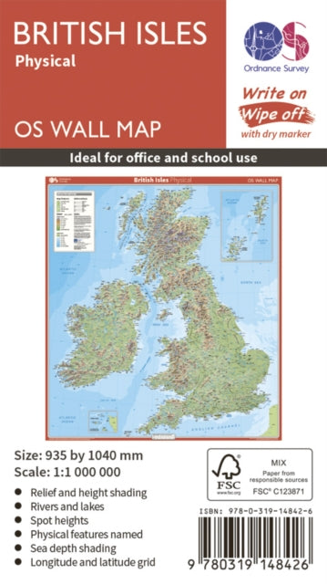 Ordnance Survey - British Isles Physical - New Sheet map