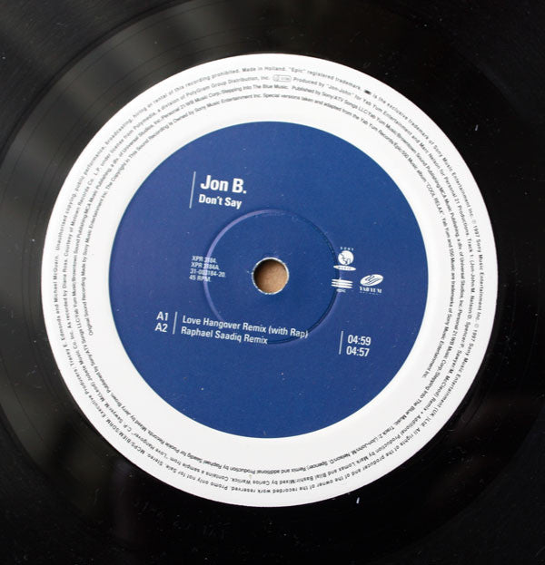 Jon B - Don't Say (The Remixes) - Used Vinyl Record 12"