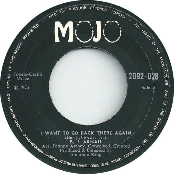 BJ Arnau - I Want To Go Back There Again - Used Vinyl Record 7"