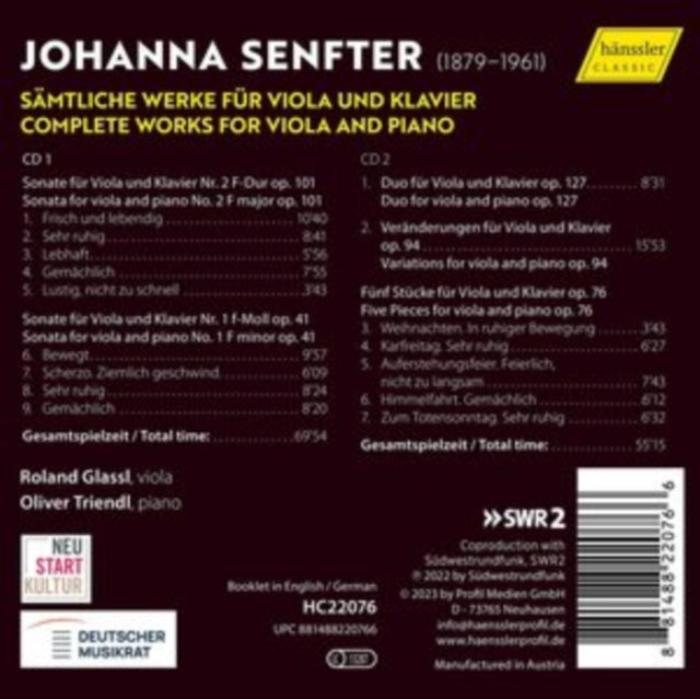 TRIENDL/GLASSL - JOHANNA SENFTER COMPLETE WORK - CD