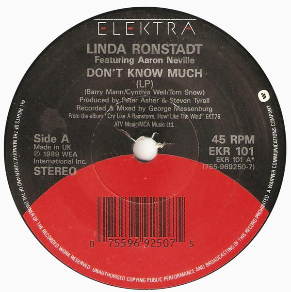 Linda Ronstadt - Don't Know Much - Used Vinyl Record 7"