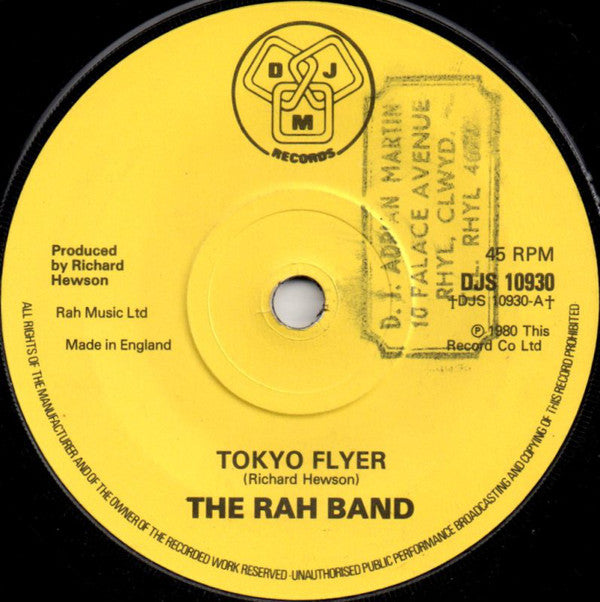 Rah Band - Tokyo Flyer - Used Vinyl Record 7"
