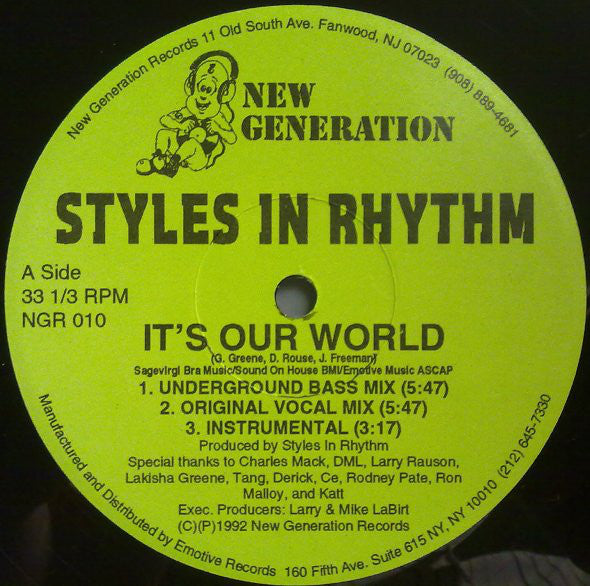 Styles In Rhythm - It's Our World - Used Vinyl Record 12"