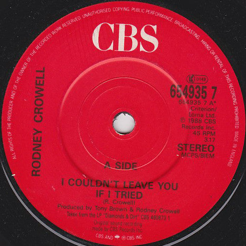 Rodney Crowell - I Couldn't Leave You If I Tried - Used Vinyl Record