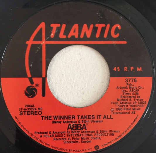 ABBA - Winner Takes It All - Used Vinyl Record 7"