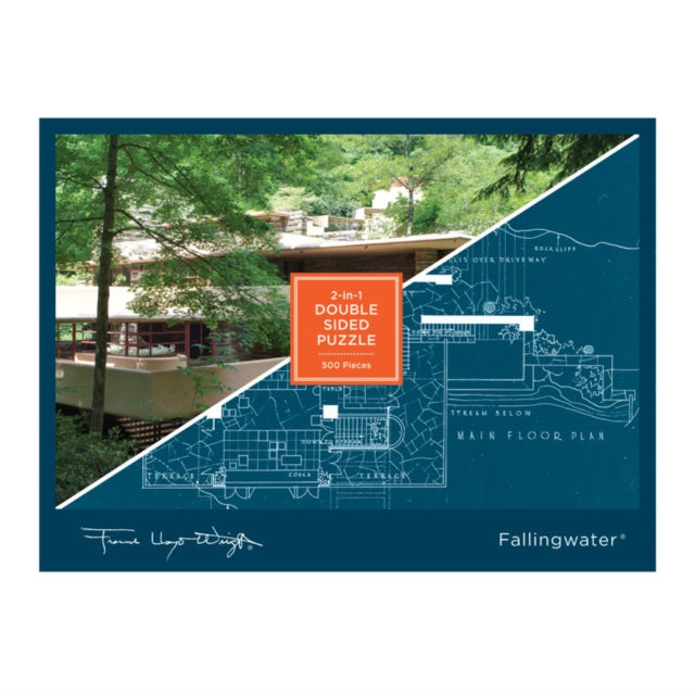 Frank Lloyd Wright Fallingwater 2-sided 500 Piece Puzzle - New Jigsaw