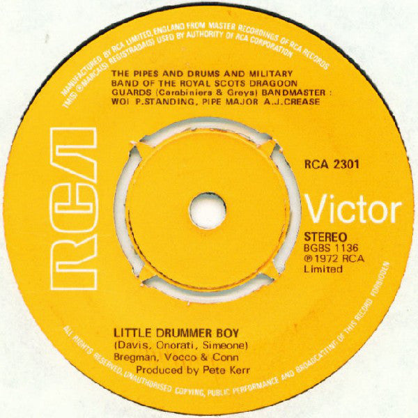 Royal Scots Dragoon - Little Drummer Boy - Used Vinyl Record 7"