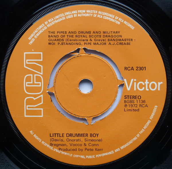 Pipes And Drums Of T - Little Drummer Boy - Used Vinyl Record 7"
