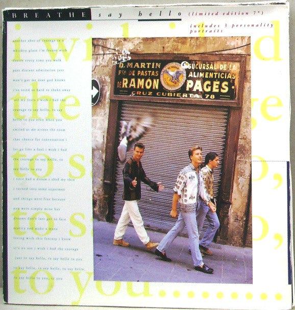 Breathe - Say Hello - Used Vinyl Record 7"