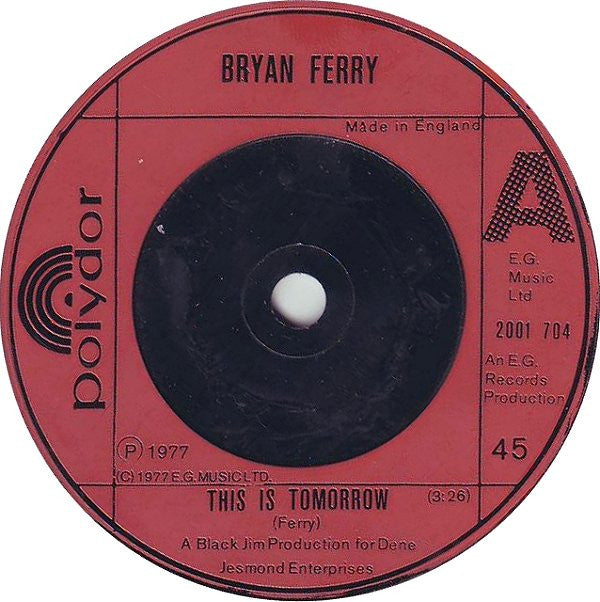 Bryan Ferry - This Is Tomorrow - Used Vinyl Record 7"
