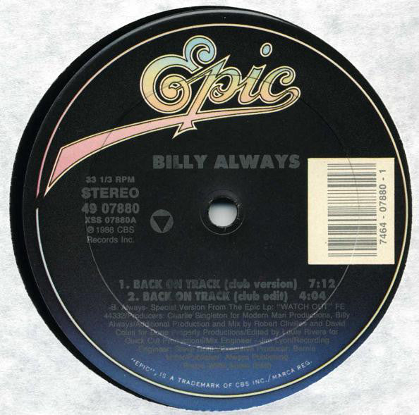 Billy Always - Back On Track - Used Vinyl Record 12"
