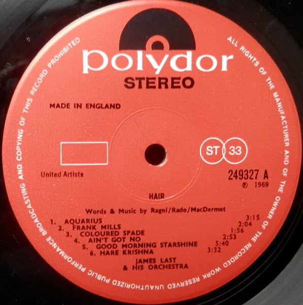 James Last - Hair - Used Vinyl Record