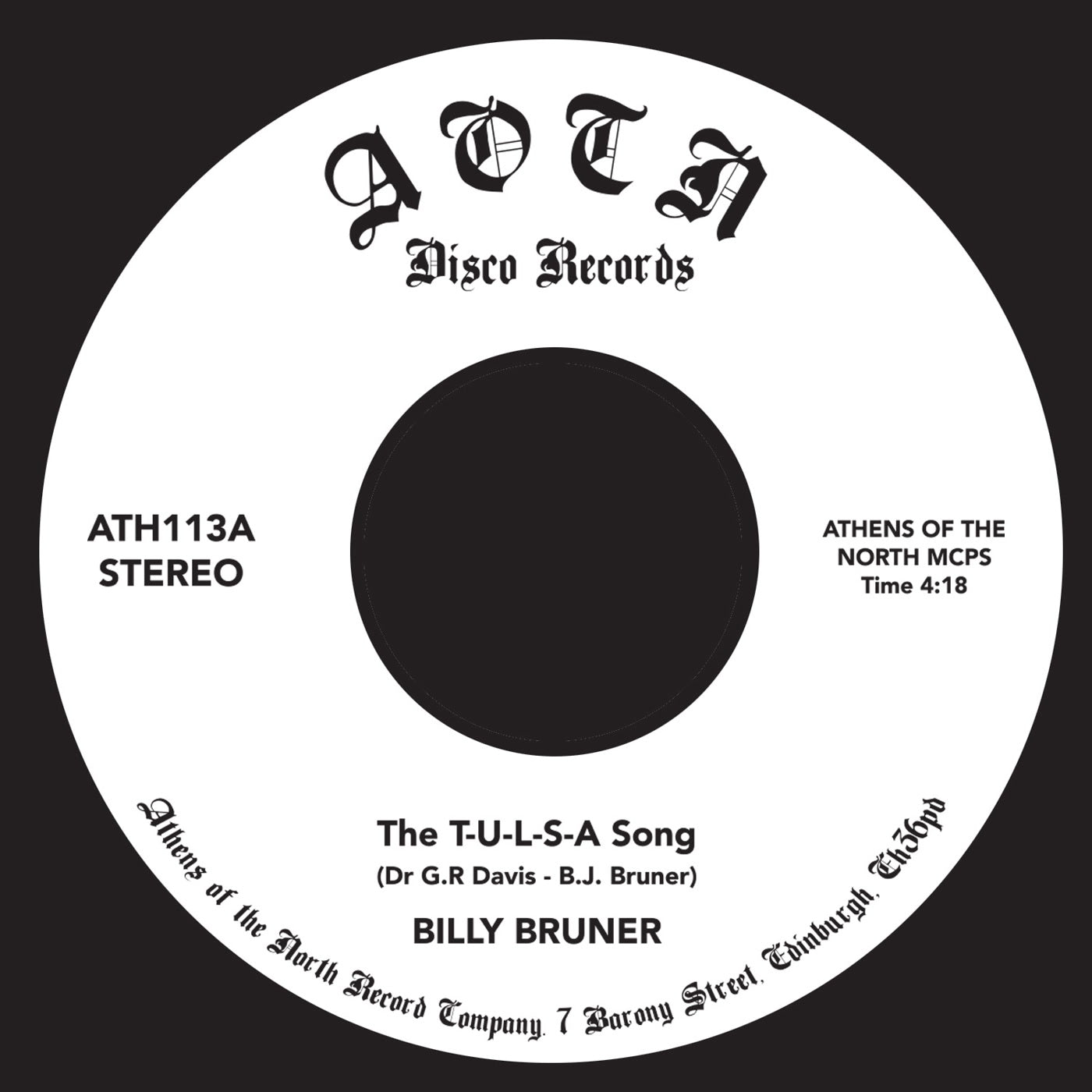 Billy Bruner - Tulsa Song - Vinyl Record 7