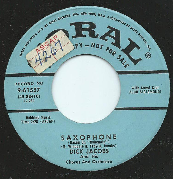 Dick Jacobs Orchestr - Saxophone - Used Vinyl Record 7"