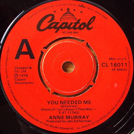 Anne Murray - You Needed Me - Used Vinyl Record 7"
