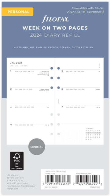 Filofax Personal Minimal week on two pages 2024 diary - New Diary