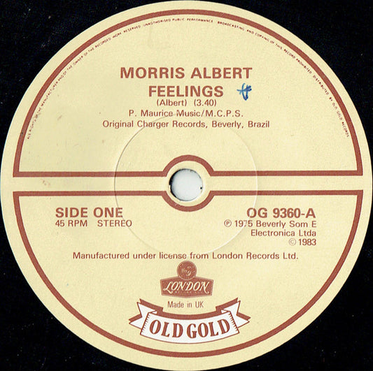 Morris Albert - Feelings / Natural High - Used Vinyl Record 7"