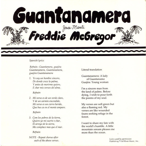 Freddie McGregor - Guantanamera - Used Vinyl Record 7"