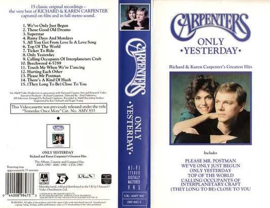 Carpenters - Only Yesterday - Used VHS