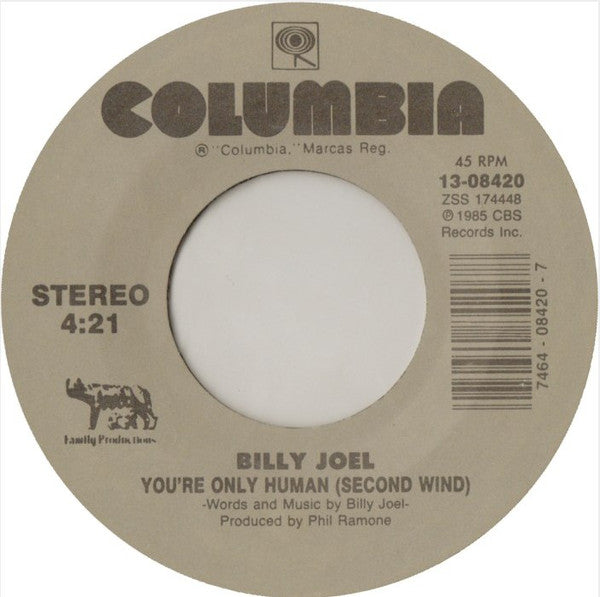 Billy Joel - You're Only Human (Second Wind) - Used Vinyl Record 7"