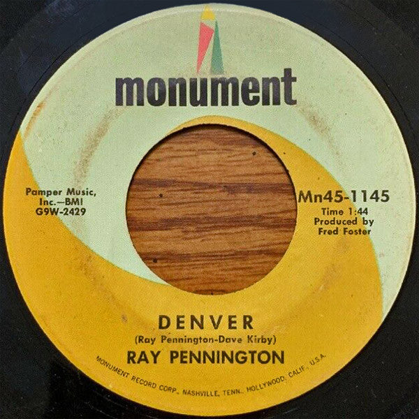 Ray Pennington - Denver - Used Vinyl Record 7"