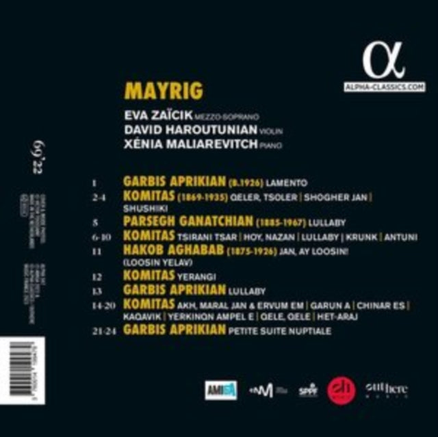 EVA ZAICIK; DAVID HA - MAYRIG. TO ARMENIAN MOTHERS - CD