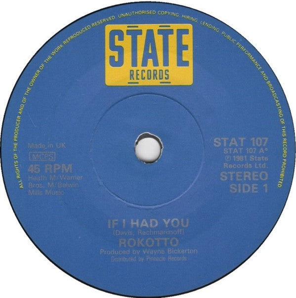 Rokotto - If I Had You - Used Vinyl Record 7"