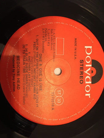 Medicine Head - One & One Is One - Used Vinyl Record