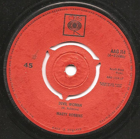 Marty Robbins - Devil Woman - Used Vinyl Record 7"