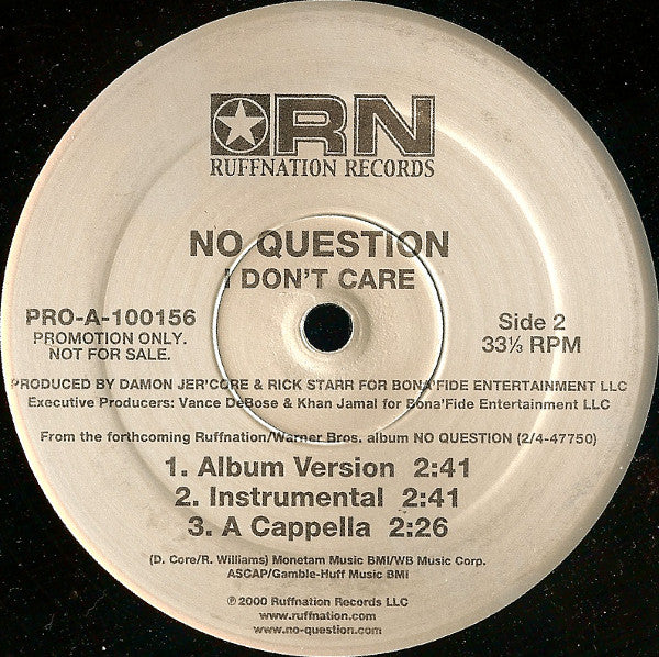 No Question - I Don't Care - Used Vinyl Record 12"