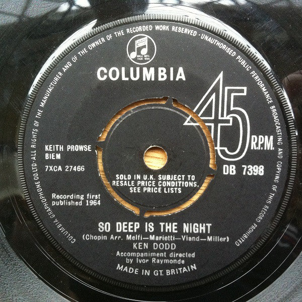 Ken Dodd - So Deep Is The Night - Used Vinyl Record 7"