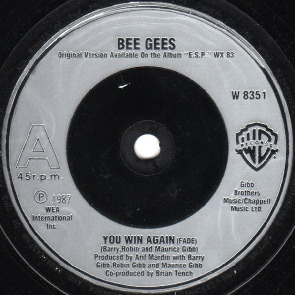 Bee Gees - You Win Again (Fade) - Used Vinyl Record 7"