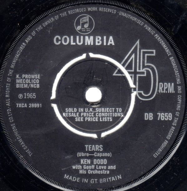 Ken Dodd - Tears - Used Vinyl Record 7"