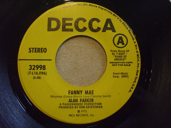 Alan Parker - Fanny Mae - Used Vinyl Record 7"