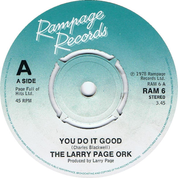 Larry Page Orchestra - You Do It Good / Erotic Soul - Used Vinyl Reco